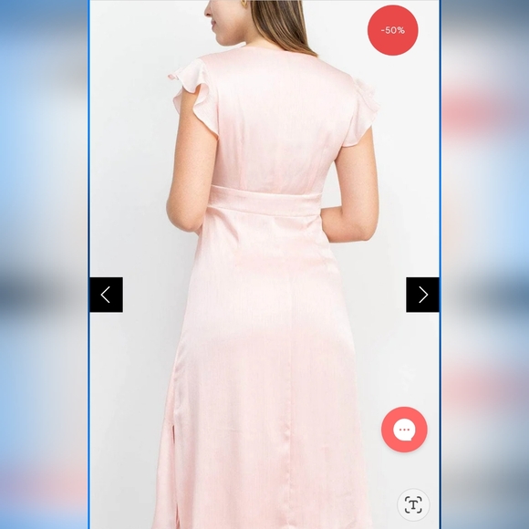 Sage Collective Ruffled Sleeve V-Neck Formal Dress. Size 14. Soft Pink - Picture 6 of 15